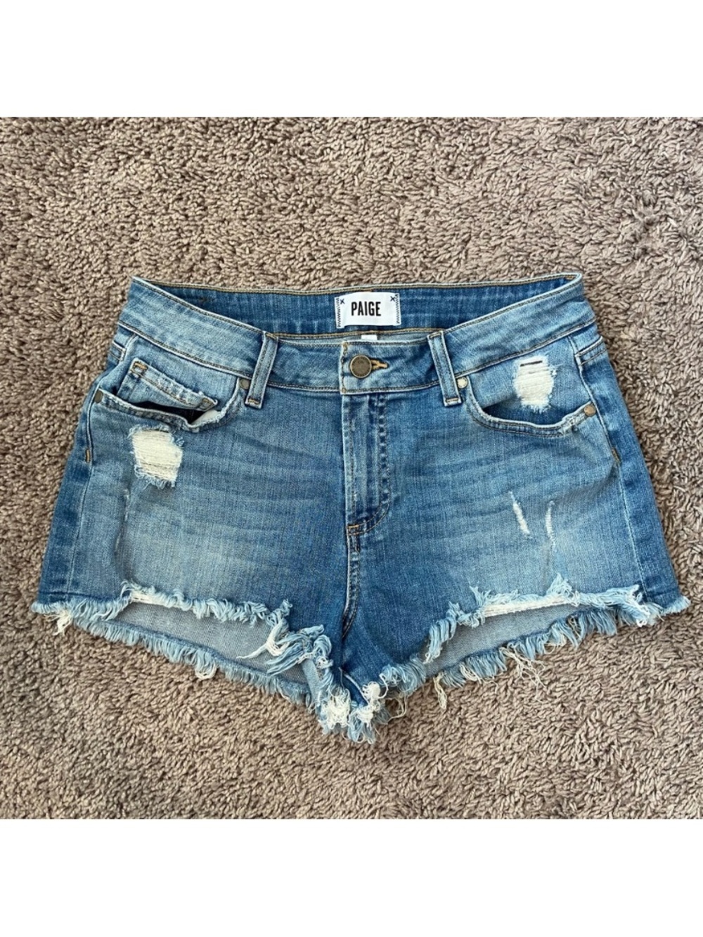 PAIGE denim Daryn Short Distressed Medium Wash
